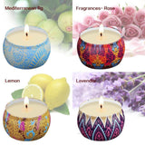 Maxbell 4 Pieces Scented Candles Gift Set Natural Soy Wax Portable Travel Tin Candle