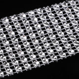 Maxbell 10 Yard 8 Rows Silver Diamond Mesh Wrap Roll Rhinestone Ribbon Sewing Trim Embellishment for Party Decoration, Wedding Cake, Art Craft 4cm Wide - Aladdin Shoppers