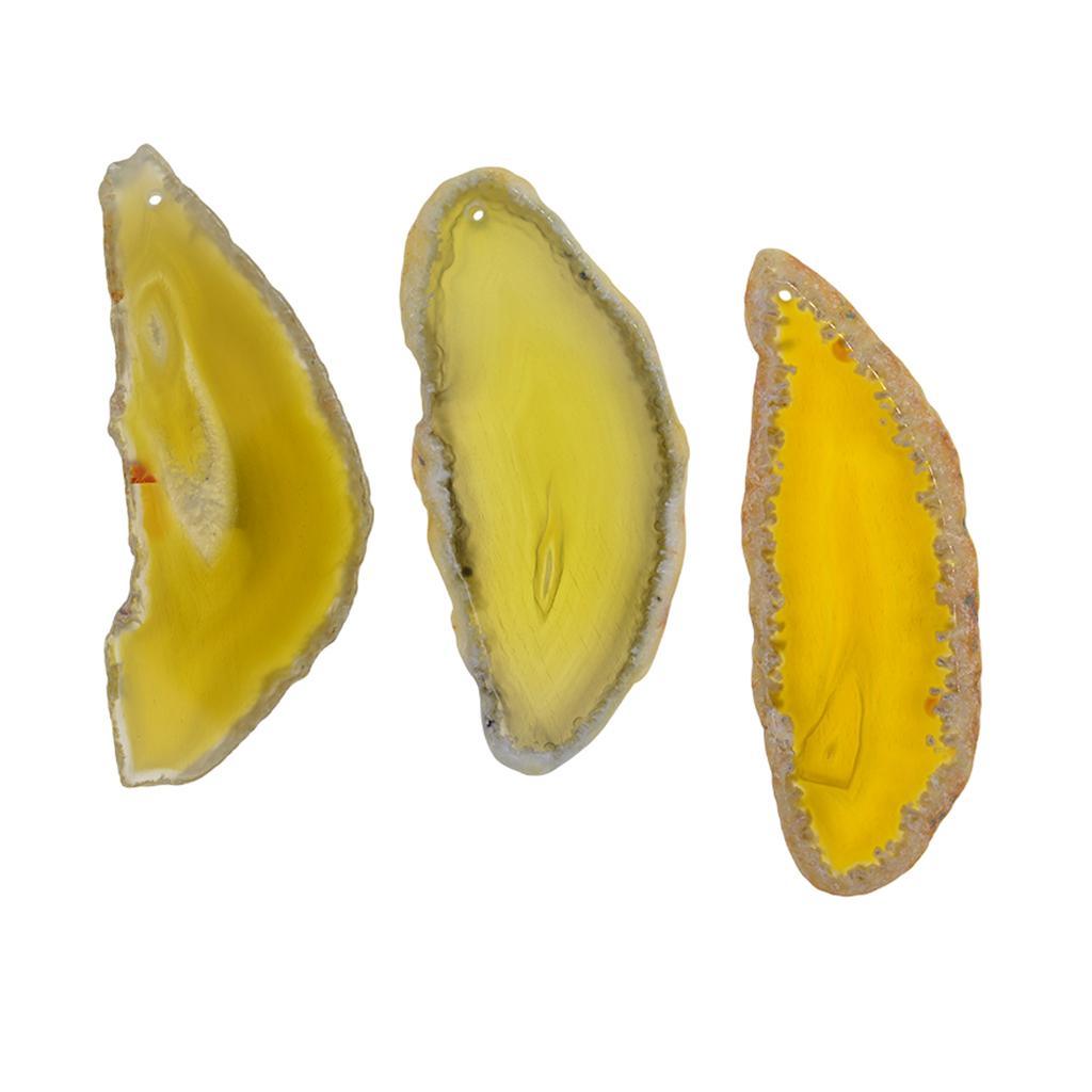 Maxbell Maxbell 6Pc 2-3" Lemon Yellow Agate Slices Quartz Crystal Pendant Jewelry DIY Making
