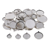 Maxbell 48 Pieces Vintage Double Sided Round Blank Cabochon Charms Beads Bezel Settings Tray DIY Pendant Base Jewelry Making Findings 12-25mm - Aladdin Shoppers