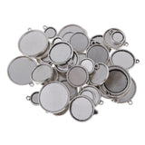 Maxbell 48 Pieces Vintage Double Sided Round Blank Cabochon Charms Beads Bezel Settings Tray DIY Pendant Base Jewelry Making Findings 12-25mm - Aladdin Shoppers