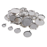 Maxbell 48 Pieces Vintage Double Sided Round Blank Cabochon Charms Beads Bezel Settings Tray DIY Pendant Base Jewelry Making Findings 12-25mm - Aladdin Shoppers