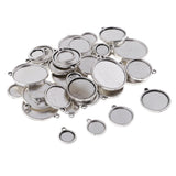 Maxbell 48 Pieces Vintage Double Sided Round Blank Cabochon Charms Beads Bezel Settings Tray DIY Pendant Base Jewelry Making Findings 12-25mm - Aladdin Shoppers