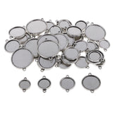 Maxbell 48 Piece Double Sided Charms Pendants Blank Base Photo Cameo Bezel Settings Tray with 2pcs Bail Jewelry Findings for DIY Necklace Bracelet 12-25mm - Aladdin Shoppers