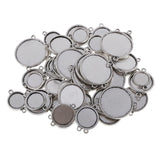 Maxbell 48 Piece Double Sided Charms Pendants Blank Base Photo Cameo Bezel Settings Tray with 2pcs Bail Jewelry Findings for DIY Necklace Bracelet 12-25mm - Aladdin Shoppers