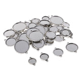 Maxbell 48 Piece Double Sided Charms Pendants Blank Base Photo Cameo Bezel Settings Tray with 2pcs Bail Jewelry Findings for DIY Necklace Bracelet 12-25mm - Aladdin Shoppers