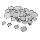 Maxbell 48 Piece Double Sided Charms Pendants Blank Base Photo Cameo Bezel Settings Tray with 2pcs Bail Jewelry Findings for DIY Necklace Bracelet 12-25mm - Aladdin Shoppers