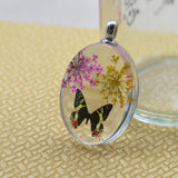 Maxbell Oval Shape Glass Necklace Pendants With Dried Flowers Design Time Gem Jewelry Making Supply Clear - Aladdin Shoppers