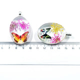 Maxbell Oval Shape Glass Necklace Pendants With Dried Flowers Design Time Gem Jewelry Making Supply Clear - Aladdin Shoppers