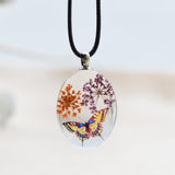 Maxbell Oval Shape Glass Necklace Pendants With Dried Flowers Design Time Gem Jewelry Making Supply Clear - Aladdin Shoppers