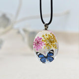 Maxbell Oval Shape Glass Necklace Pendants With Dried Flowers Design Time Gem Jewelry Making Supply Clear - Aladdin Shoppers