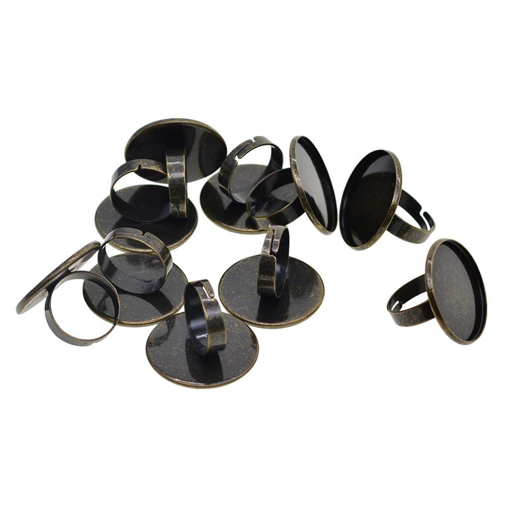 Maxbell Maxbell 10 Pieces Smooth Bronze Brass Adjustable Ring Settings Blank/Base, Fit 25mm Glass Cabochons,Buttons;Ring Bezels