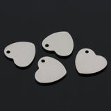 200x 14mm Metal Flat Heart Blank Stamping Charms Tag Pendants Jewelry Making