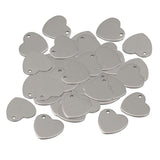 200x 14mm Metal Flat Heart Blank Stamping Charms Tag Pendants Jewelry Making