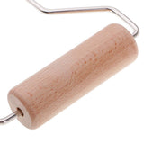 Maxbell 1 Pack Stainless Steel Handle Wooden Roller Clay Tool Non-Stick Baking Roller for Pottery Sculpture Tool (Length 20cm) - Aladdin Shoppers