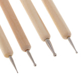 Maxbell 4 Pieces/Set Wooden Ball Stylus Dotting Tools Set Embossing Pattern Clay Sculpting Modeling Tools - Aladdin Shoppers