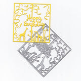 Maxbell Maxbell Cutting Dies, “Happy Birthday” CUTE Giraffe Rectangle Metal Stencil Cutting for Making Scrapbooking Cut Die for Card Making - 88 X 93mm