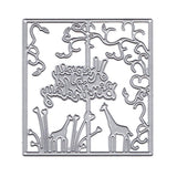 Maxbell Maxbell Cutting Dies, “Happy Birthday” CUTE Giraffe Rectangle Metal Stencil Cutting for Making Scrapbooking Cut Die for Card Making - 88 X 93mm
