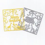 Maxbell Maxbell Cutting Dies, “Happy Birthday” CUTE Giraffe Rectangle Metal Stencil Cutting for Making Scrapbooking Cut Die for Card Making - 88 X 93mm