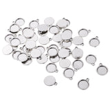 Maxbell 50 Pieces Mini Round Blank Cabochon Charms Beads 10mm Bezel Settings Tray DIY Necklace Bracelet Pendant Base Jewelry Making Findings Accessories - Aladdin Shoppers