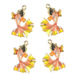 Maxbell 4 Pieces Chic Earrings Dangles Enamel Golden Fish Charms Pendants for Fashion Jewelry Making Bag Zipper Ornaments - Aladdin Shoppers