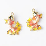 Maxbell 4 Pieces Chic Earrings Dangles Enamel Golden Fish Charms Pendants for Fashion Jewelry Making Bag Zipper Ornaments - Aladdin Shoppers