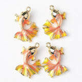 Maxbell 4 Pieces Chic Earrings Dangles Enamel Golden Fish Charms Pendants for Fashion Jewelry Making Bag Zipper Ornaments - Aladdin Shoppers