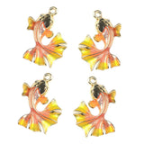 Maxbell 4 Pieces Chic Earrings Dangles Enamel Golden Fish Charms Pendants for Fashion Jewelry Making Bag Zipper Ornaments - Aladdin Shoppers