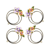 Maxbell Maxbell 4 Pieces Enamel Charms Pendant Alloy Pearl Flower DIY Jewelry Findings Craft