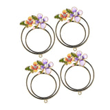 Maxbell Maxbell 4 Pieces Enamel Charms Pendant Alloy Pearl Flower DIY Jewelry Findings Craft