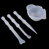 Maxbell 4 pieces transparent silicone reusable mixing measuring cups & stirrers liquid epoxy resin hobby craft casting jewelry making diy decoration tools set - Aladdin Shoppers