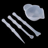 Maxbell 4 pieces transparent silicone reusable mixing measuring cups & stirrers liquid epoxy resin hobby craft casting jewelry making diy decoration tools set - Aladdin Shoppers