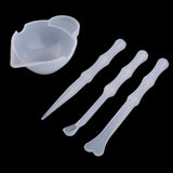 Maxbell 4 pieces transparent silicone reusable mixing measuring cups & stirrers liquid epoxy resin hobby craft casting jewelry making diy decoration tools set - Aladdin Shoppers