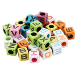 Maxbell Maxbell 200 Pieces 6mm Colorful Letter Beads Kit Alphabet Cubic Bead A-Z Bulk - Acrylic Beads for DIY Bracelets Jewelry Accessories Making (Large Hole, 4mm)