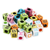 Maxbell Maxbell 200 Pieces 6mm Colorful Letter Beads Kit Alphabet Cubic Bead A-Z Bulk - Acrylic Beads for DIY Bracelets Jewelry Accessories Making (Large Hole, 4mm)