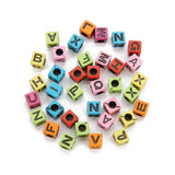 Maxbell Maxbell 200 Pieces 6mm Colorful Letter Beads Kit Alphabet Cubic Bead A-Z Bulk - Acrylic Beads for DIY Bracelets Jewelry Accessories Making (Large Hole, 4mm)
