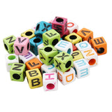 Maxbell Maxbell 200 Pieces 6mm Colorful Letter Beads Kit Alphabet Cubic Bead A-Z Bulk - Acrylic Beads for DIY Bracelets Jewelry Accessories Making (Large Hole, 4mm)