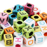 Maxbell Maxbell 200 Pieces 6mm Colorful Letter Beads Kit Alphabet Cubic Bead A-Z Bulk - Acrylic Beads for DIY Bracelets Jewelry Accessories Making (Large Hole, 4mm)