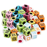 Maxbell Maxbell 200 Pieces 6mm Colorful Letter Beads Kit Alphabet Cubic Bead A-Z Bulk - Acrylic Beads for DIY Bracelets Jewelry Accessories Making (Large Hole, 4mm)