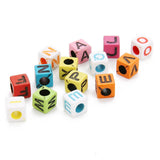 Maxbell Maxbell 200 Pieces 6mm Colorful Letter Beads Kit Alphabet Cubic Bead A-Z Bulk - Acrylic Beads for DIY Bracelets Jewelry Accessories Making (Large Hole, 4mm)