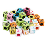 Maxbell Maxbell 200 Pieces 6mm Colorful Letter Beads Kit Alphabet Cubic Bead A-Z Bulk - Acrylic Beads for DIY Bracelets Jewelry Accessories Making (Large Hole, 4mm)