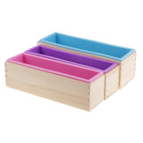 Maxbell Maxbell 3 Pieces Rectangle Flexible Silicone Soap Loaf Mold with Wooden Box DIY Chocolate Cake Bread Mould for Soap Making Craft Tools 900ml/1200ml