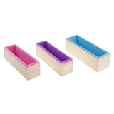 Maxbell Maxbell 3 Pieces Rectangle Flexible Silicone Soap Loaf Mold with Wooden Box DIY Chocolate Cake Bread Mould for Soap Making Craft Tools 900ml/1200ml