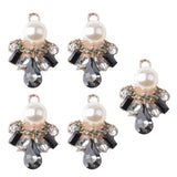 5 Pieces Faux Pearl Flower Buttons Rhinestone Embellishments Crystal Flower Buttons Charms for Garment, Bags, Woman Hair Accessories DIY Craft - Aladdin Shoppers