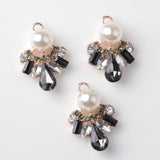 5 Pieces Faux Pearl Flower Buttons Rhinestone Embellishments Crystal Flower Buttons Charms for Garment, Bags, Woman Hair Accessories DIY Craft - Aladdin Shoppers