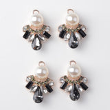 5 Pieces Faux Pearl Flower Buttons Rhinestone Embellishments Crystal Flower Buttons Charms for Garment, Bags, Woman Hair Accessories DIY Craft - Aladdin Shoppers
