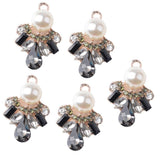 5 Pieces Faux Pearl Flower Buttons Rhinestone Embellishments Crystal Flower Buttons Charms for Garment, Bags, Woman Hair Accessories DIY Craft - Aladdin Shoppers