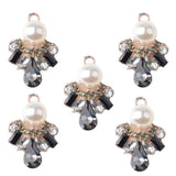 5 Pieces Faux Pearl Flower Buttons Rhinestone Embellishments Crystal Flower Buttons Charms for Garment, Bags, Woman Hair Accessories DIY Craft - Aladdin Shoppers