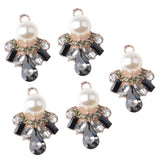 5 Pieces Faux Pearl Flower Buttons Rhinestone Embellishments Crystal Flower Buttons Charms for Garment, Bags, Woman Hair Accessories DIY Craft - Aladdin Shoppers