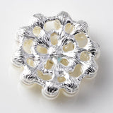 Maxbell ELEGANT 10pcs 23mm Rhinestone & Faux Pearl Flower Embellishments Diamante Button (Flat Back) - Aladdin Shoppers